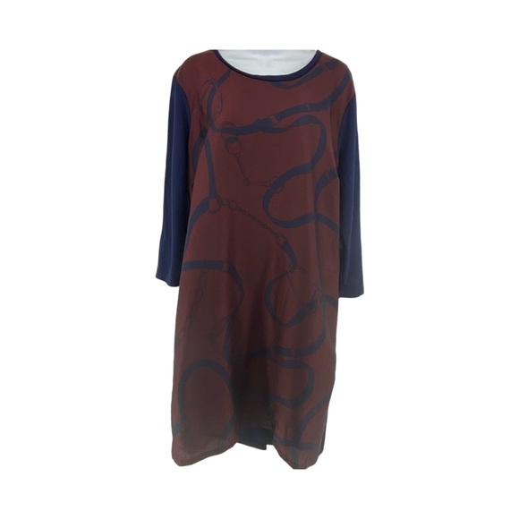 Lauren Ralph Lauren Dresses & Skirts - Lauren Ralph Lauren Sz 2X Burgundy Navy Equestrian Shift Dress